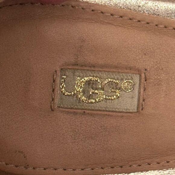 UGG Reagan Metallic Leather Strappy Open Toe Wedge Sandals Sz 10 - Picture 12 of 12